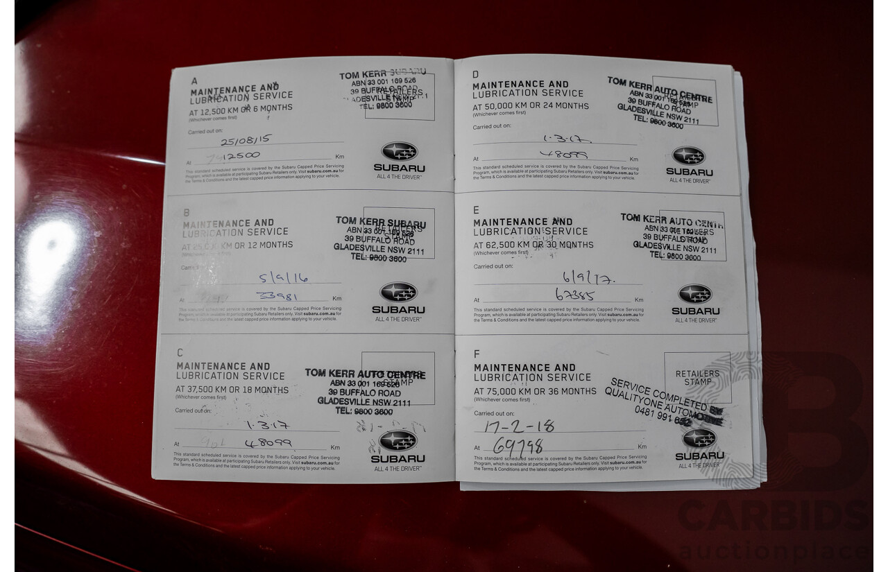 3/2015 Subaru Outback (AWD) 2.5i MY15 4d Wagon Venetian Red 2.5L