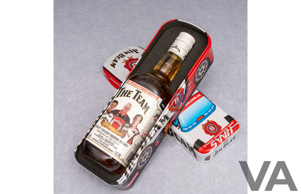 Jim Beam The Team Kentucky Straight Bourbon Whiskey in Pressed Tin Presentation Box