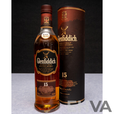 Glenfiddich 15 Year Old Single Malt Scotch Whiskey in Presentation Sleeve
