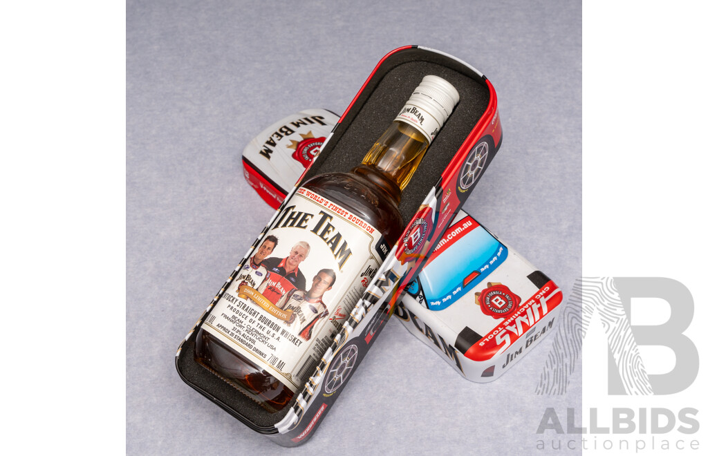 Jim Beam The Team Kentucky Straight Bourbon Whiskey in Pressed Tin Presentation Box