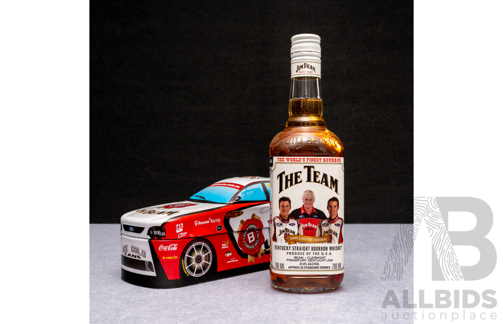 Jim Beam The Team Kentucky Straight Bourbon Whiskey in Pressed Tin Presentation Box