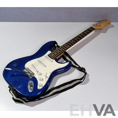 Electric Guitar Marked Fender with Strap