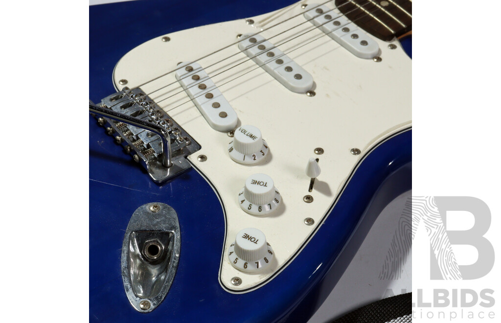 Electric Guitar Marked Fender with Strap