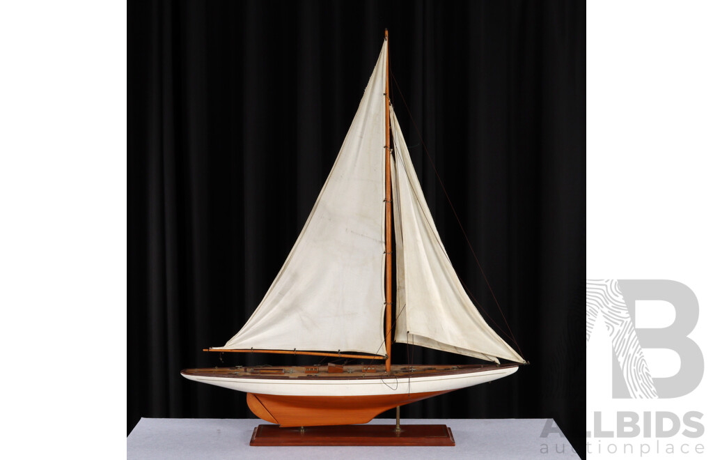 Timber Model Pond Yatch on Stand