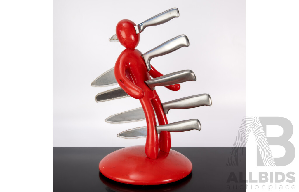 Retro Raffaele Iannello Voodoo Knife Holder with Five Knives