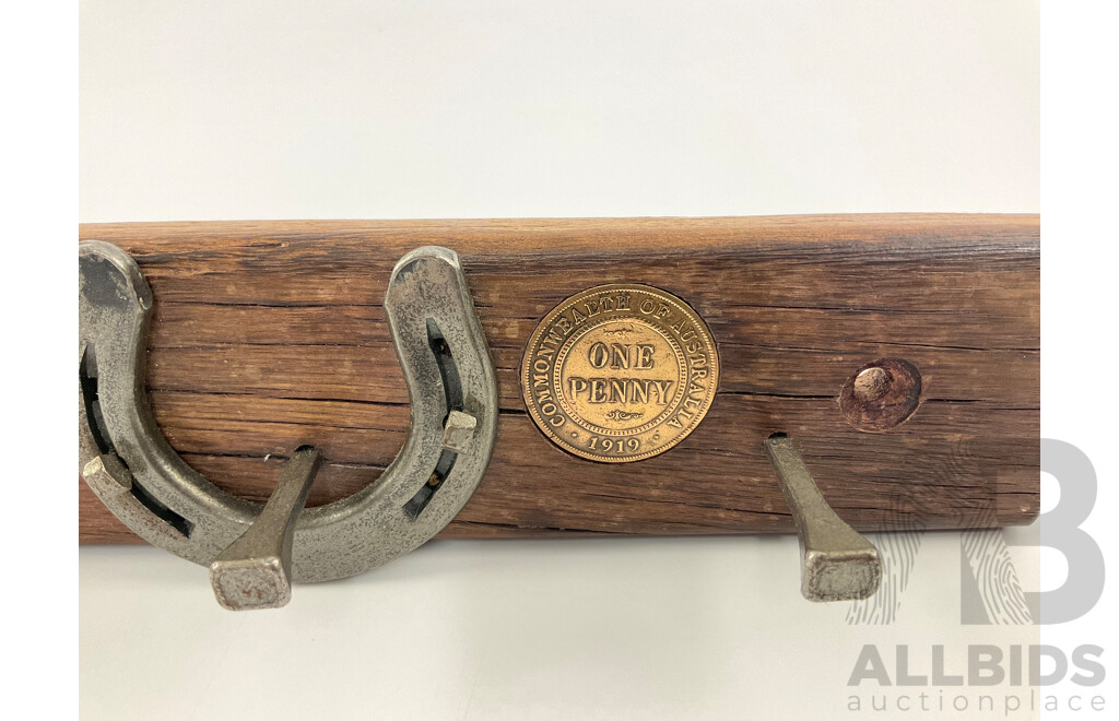 Australian 1919 Penny Inlaid Into Key Hanger