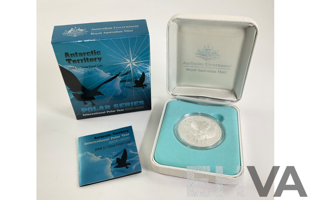 Australian RAM 2008 Silver Proof Five Dollar Coin, International Polar Year .999