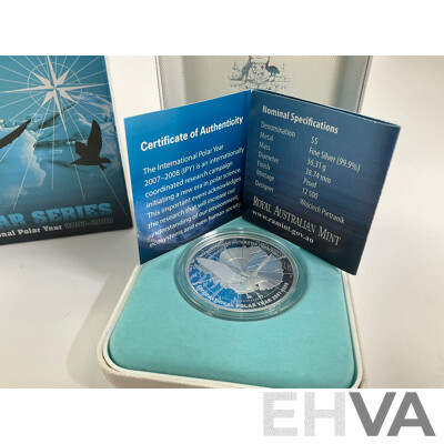 Australian RAM 2008 Silver Proof Five Dollar Coin, International Polar Year .999
