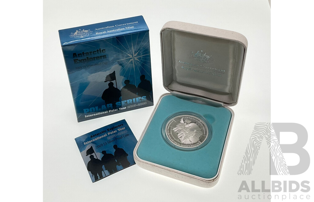 Australian RAM 2009 Silver Five Dollar Proof Coin, Antarctic Explorers .999