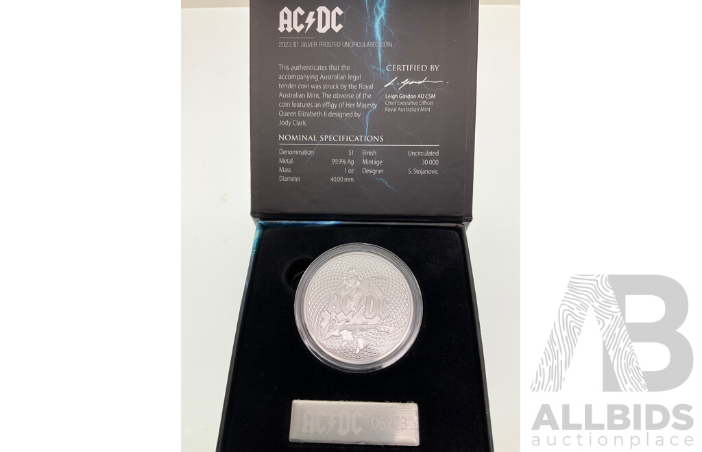Australian RAM 2023 Silver One Dollar Coin AC/DC .999
