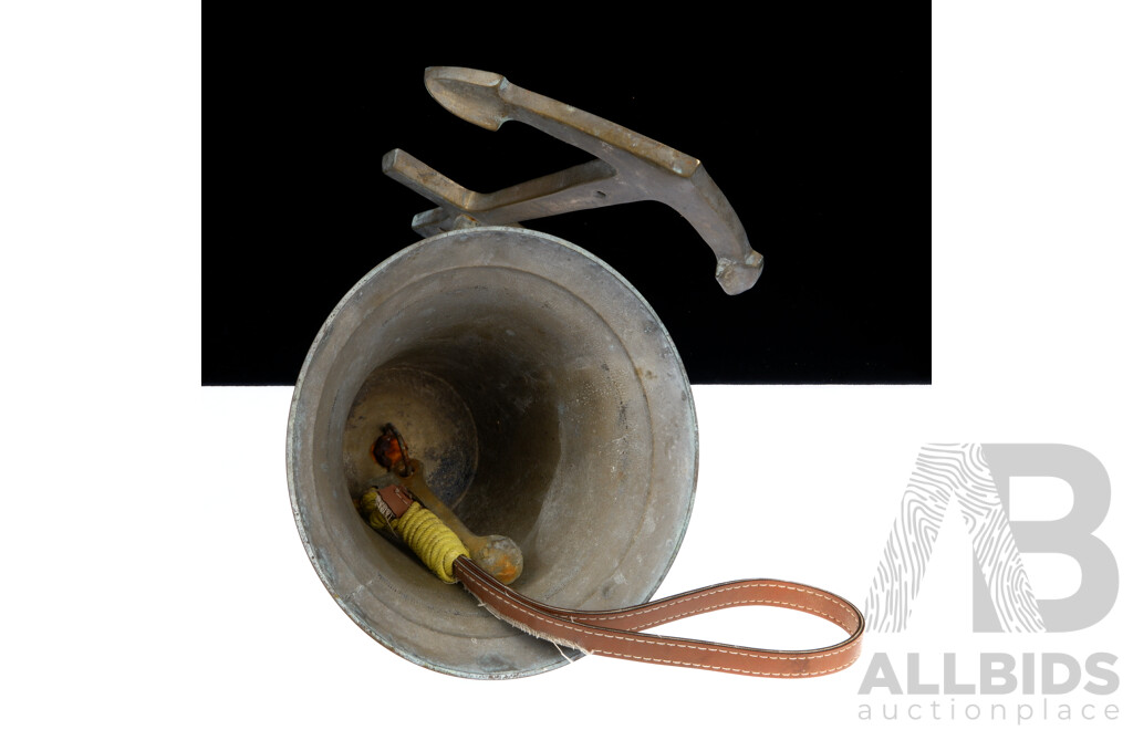 Vintage Brass Naval Bell on Anchor Form Wall Mount