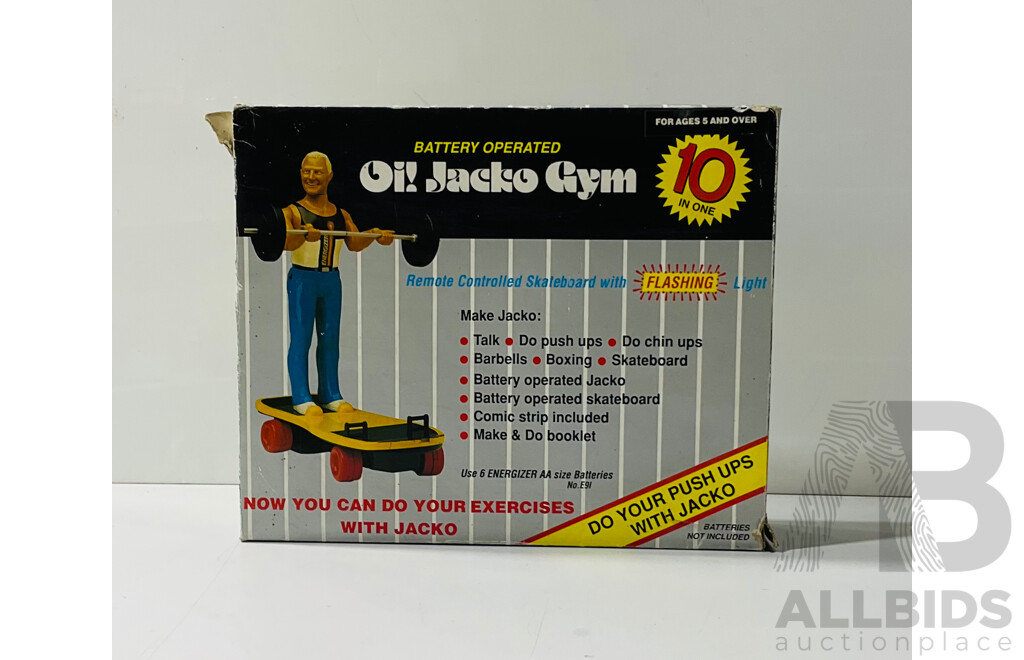 1980's Energizer Battery Operated Oi! Jacko Gym with Original Box