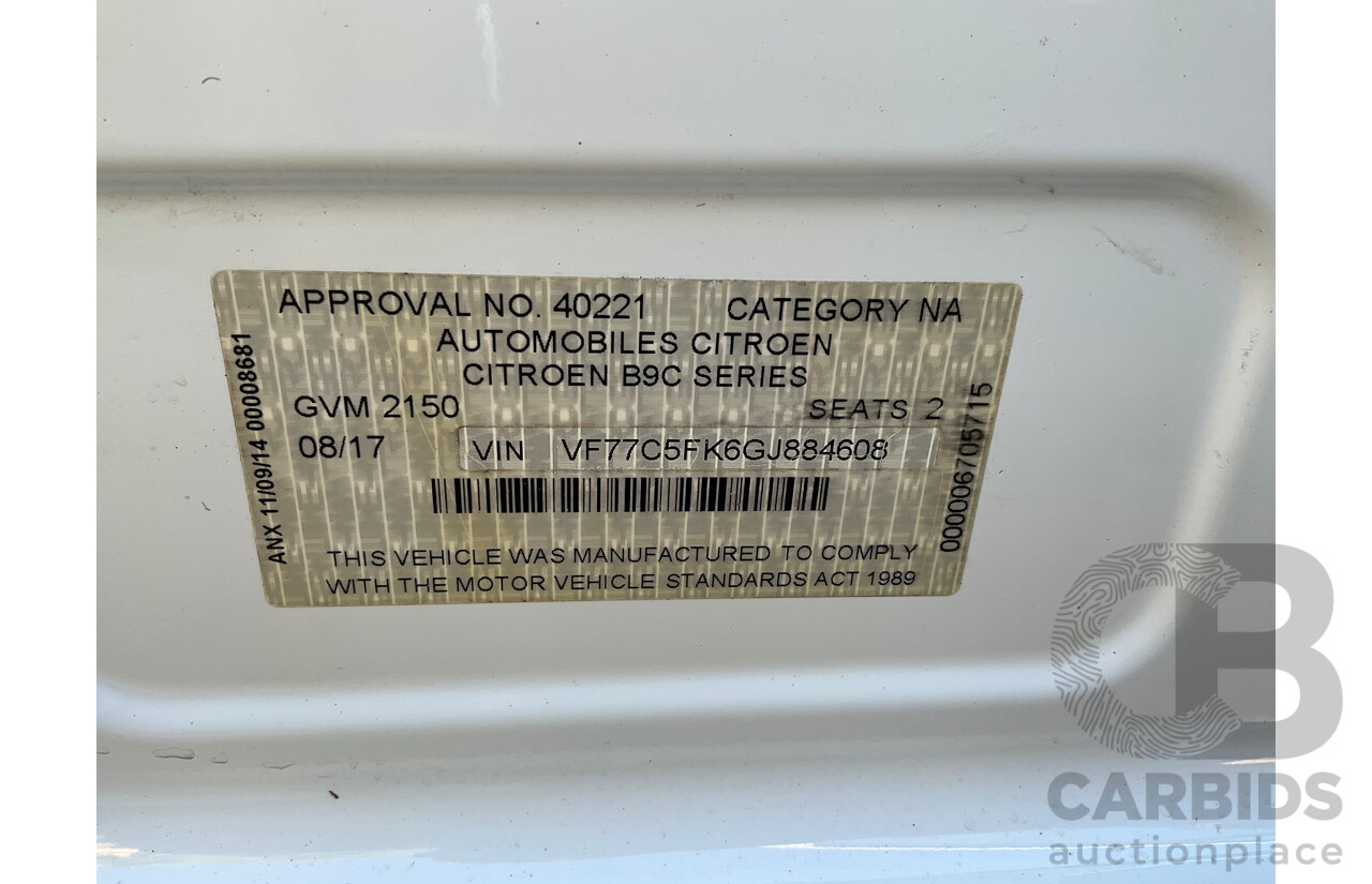 08/2017 Citroen Berlingo L1 (FWD) B9C MY17 Van Blanc Banquise White 1.6L