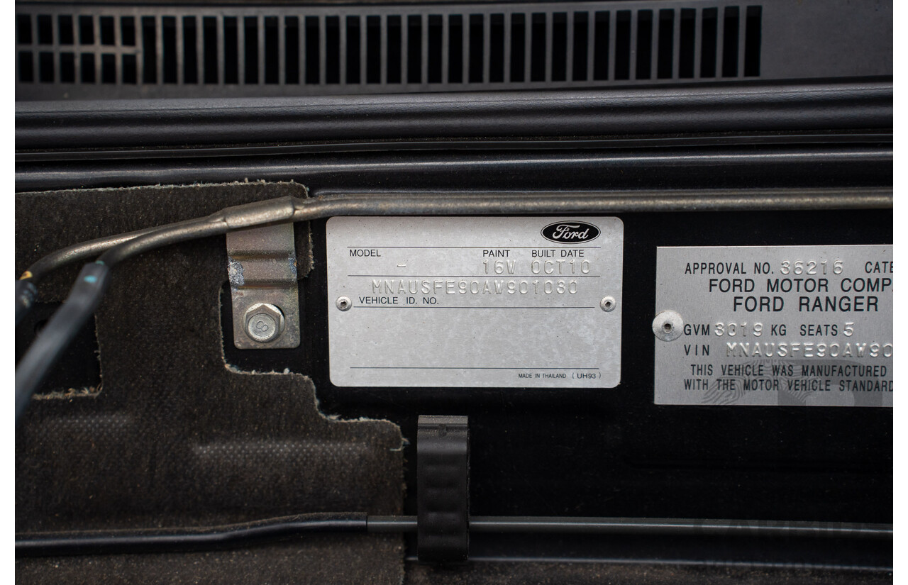 11/2010 Ford Ranger XLT (4x4) PK Dual Cab P/Up Black Mica Turbo Diesel 3.0L