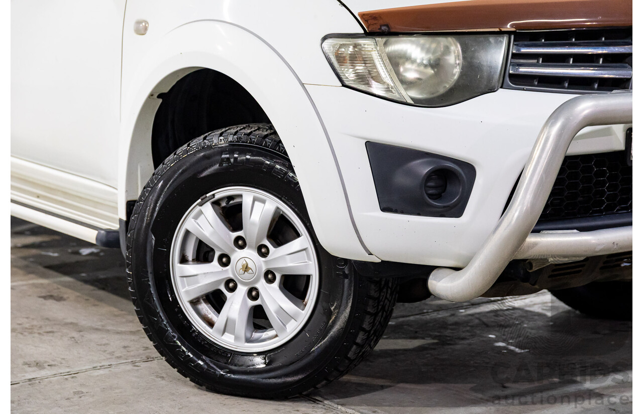 7/2014 Mitsubishi Triton GLX (4x4) MN MY15 Double Cab Utility Solid White Turbo Diesel 2.5L