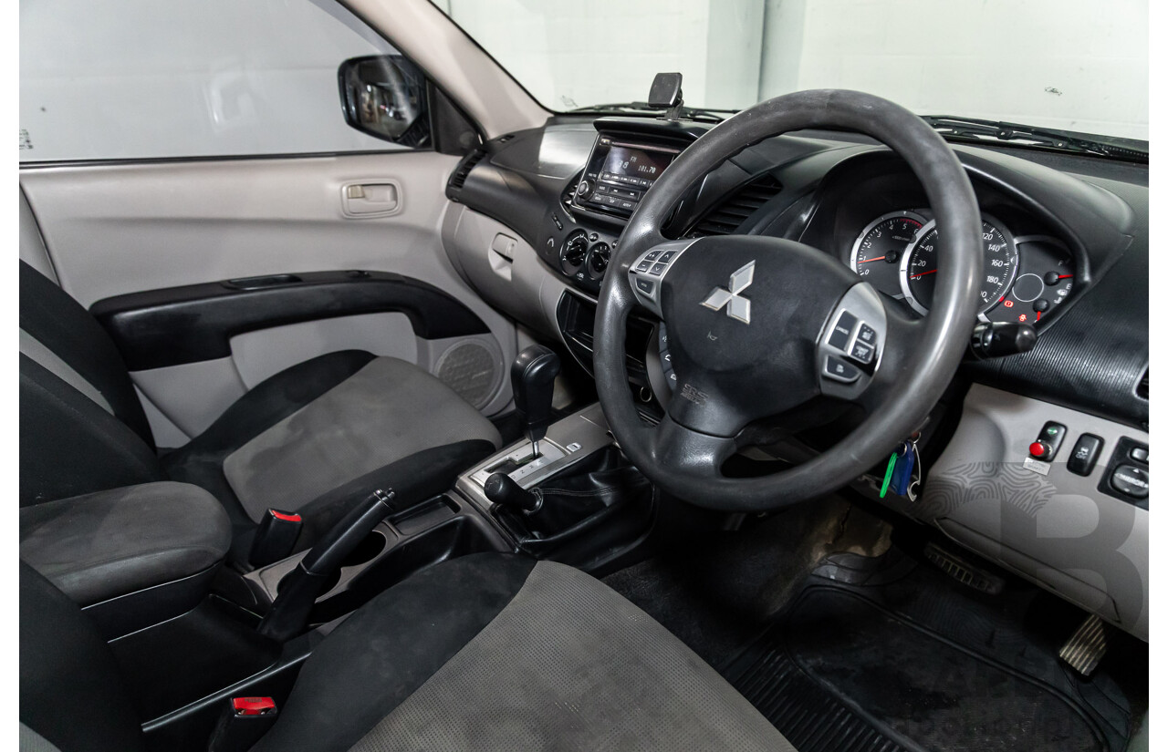7/2014 Mitsubishi Triton GLX (4x4) MN MY15 Double Cab Utility Solid White Turbo Diesel 2.5L