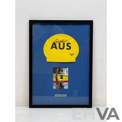 Grant Hackett Signed and Framed Australian Swim Cap