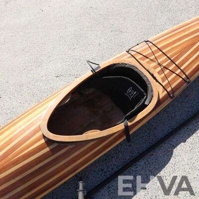 Large Vintage Fibreglass Kayak with Paddle