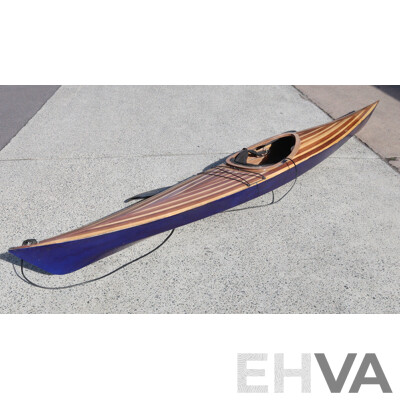 Large Vintage Fibreglass Kayak with Paddle