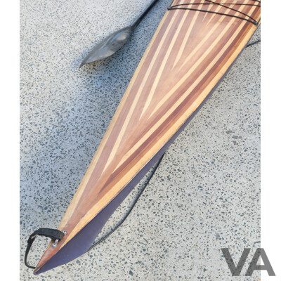 Large Vintage Fibreglass Kayak with Paddle