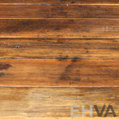 Vintage Timber Top Work Bench with Bespoke Metal Base