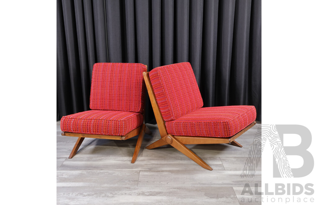 Pair of Vintage Australian Maple Parker Furniture Scissor Chairs
