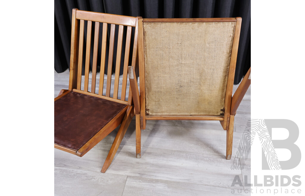 Pair of Vintage Australian Maple Parker Furniture Scissor Chairs