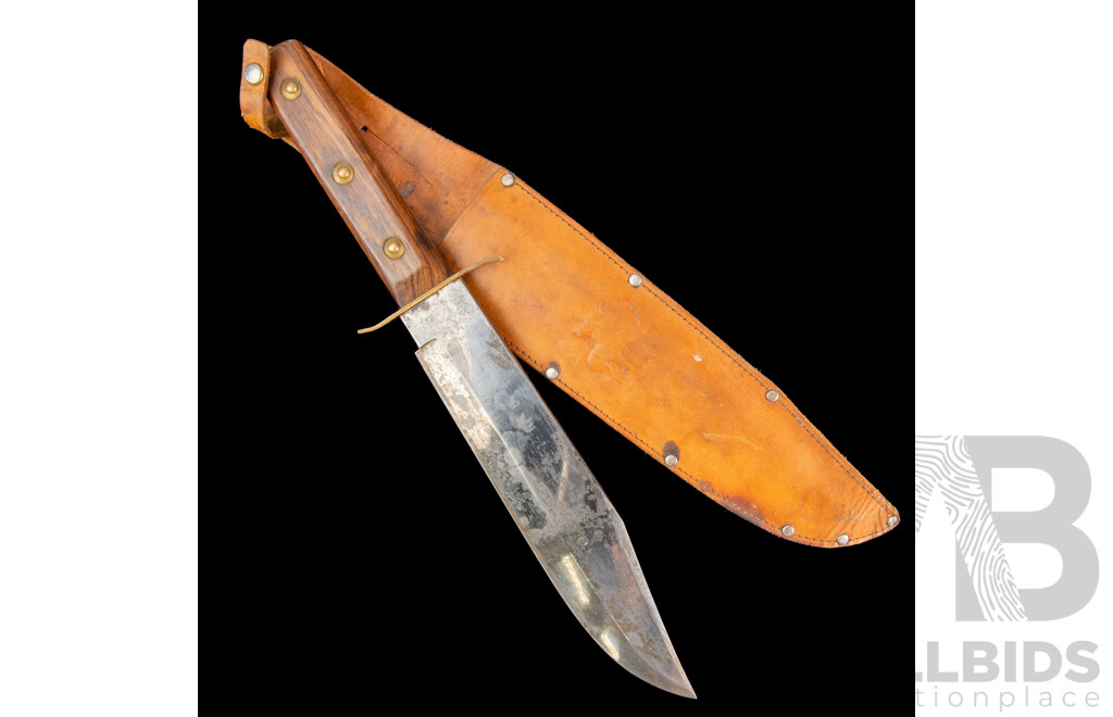 Vintage German Soligen Widder Bowie Knife in Leather Sheath