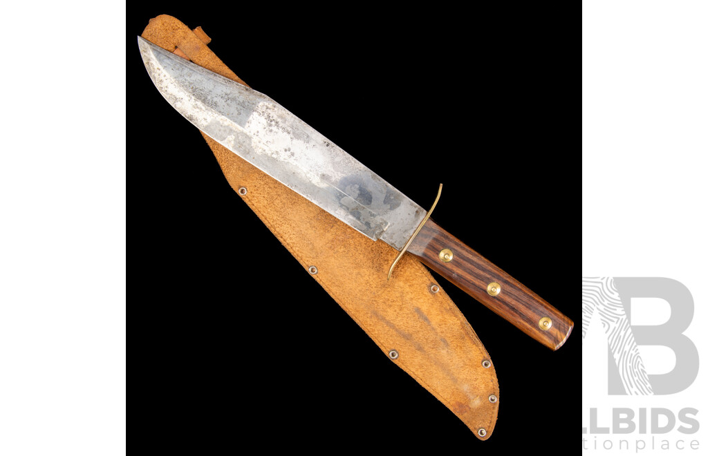 Vintage German Soligen Widder Bowie Knife in Leather Sheath
