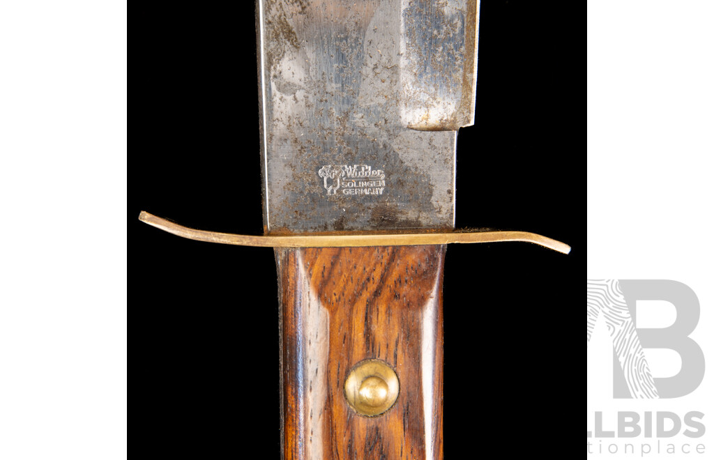 Vintage German Soligen Widder Bowie Knife in Leather Sheath