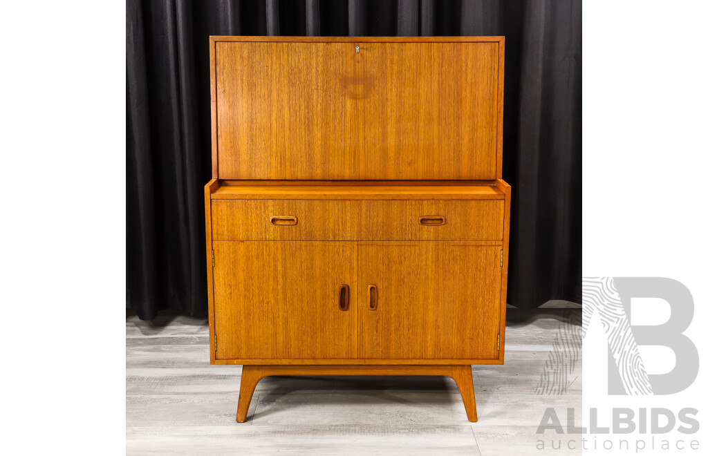 Vintage Teak Drop Front Bureau