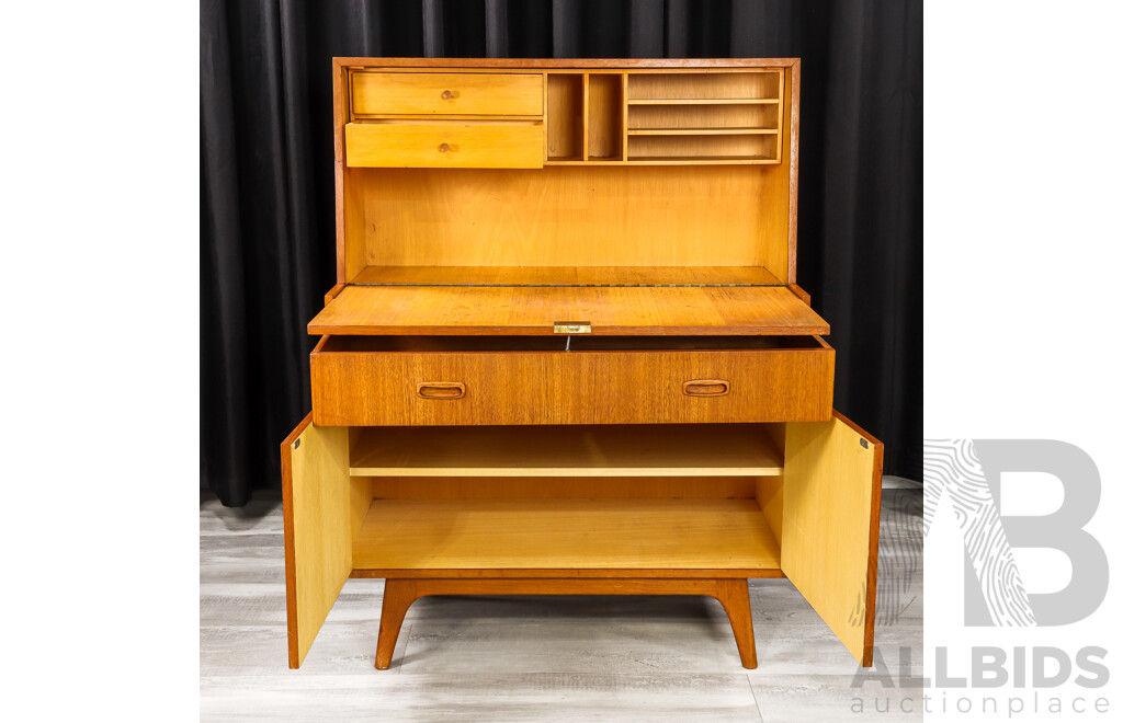 Vintage Teak Drop Front Bureau