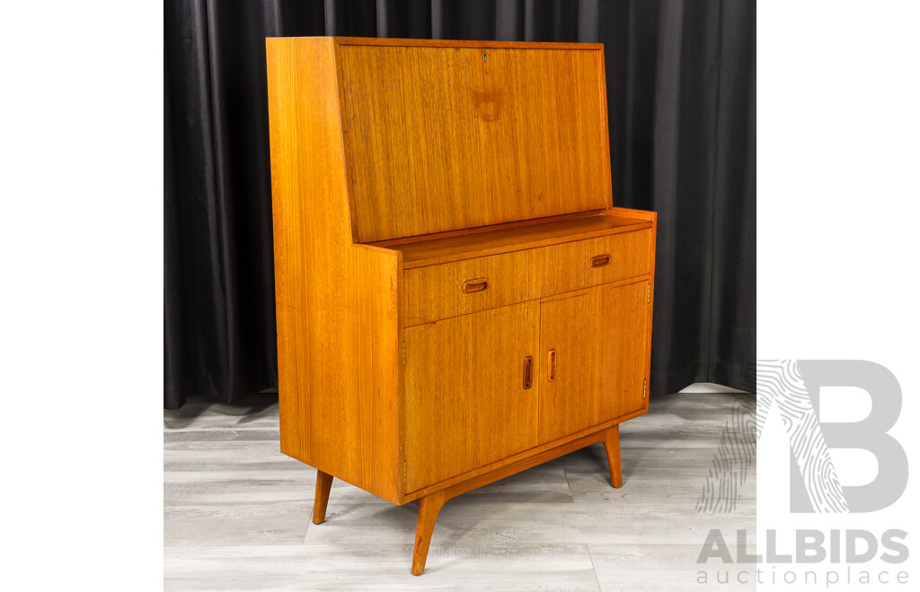 Vintage Teak Drop Front Bureau