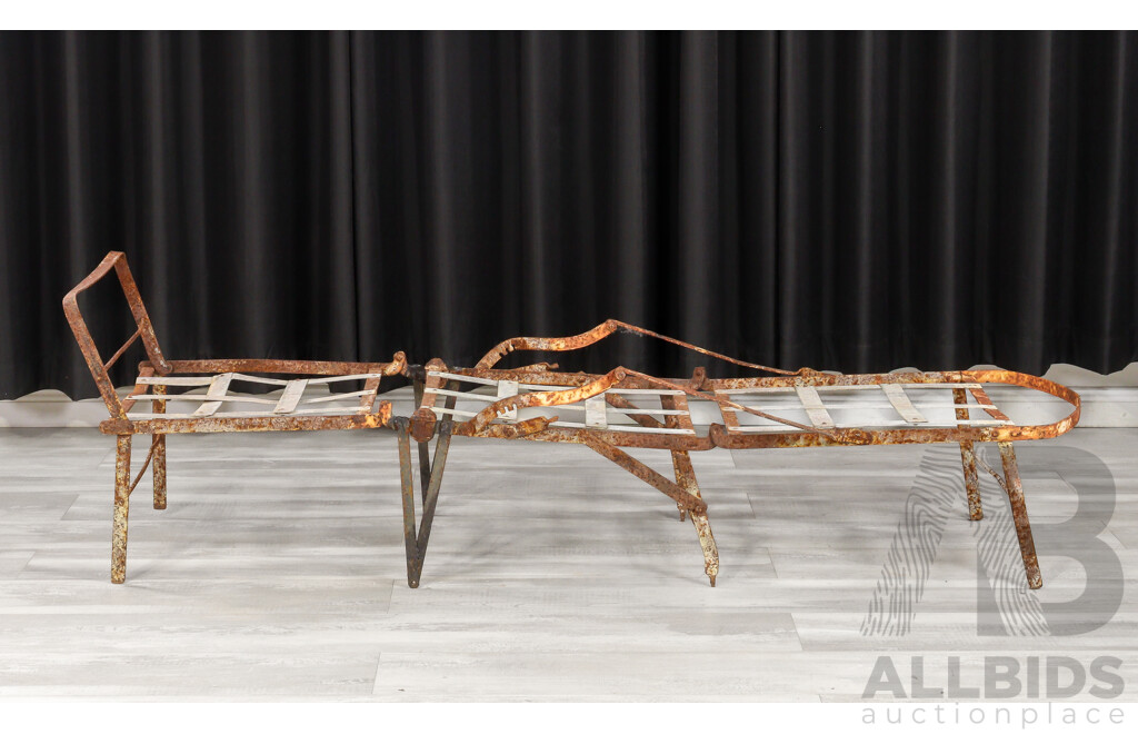 Vintage Metal Folding Campaign Bed