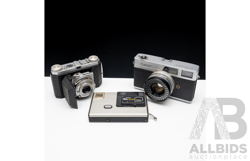 Lot of Four Vintage Cameras - Canonet, Kodak Disc 4000, Kodak Retinette