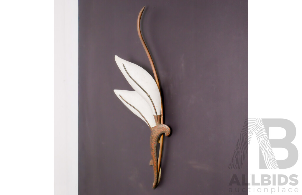 Vintage Brass and Lucite Flower Form Wall Sconce