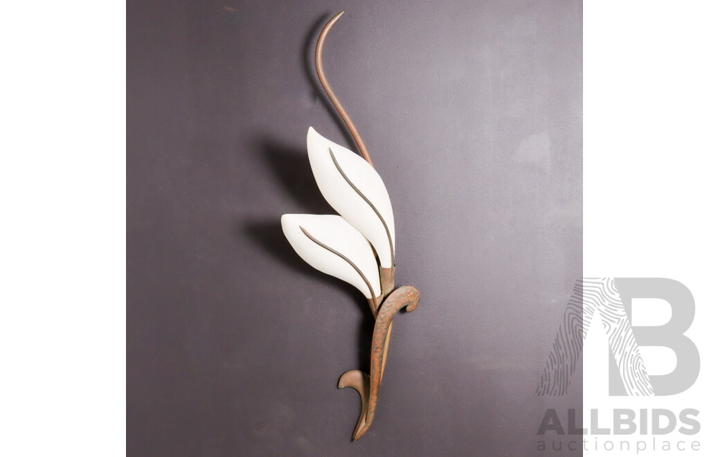 Vintage Brass and Lucite Flower Form Wall Sconce