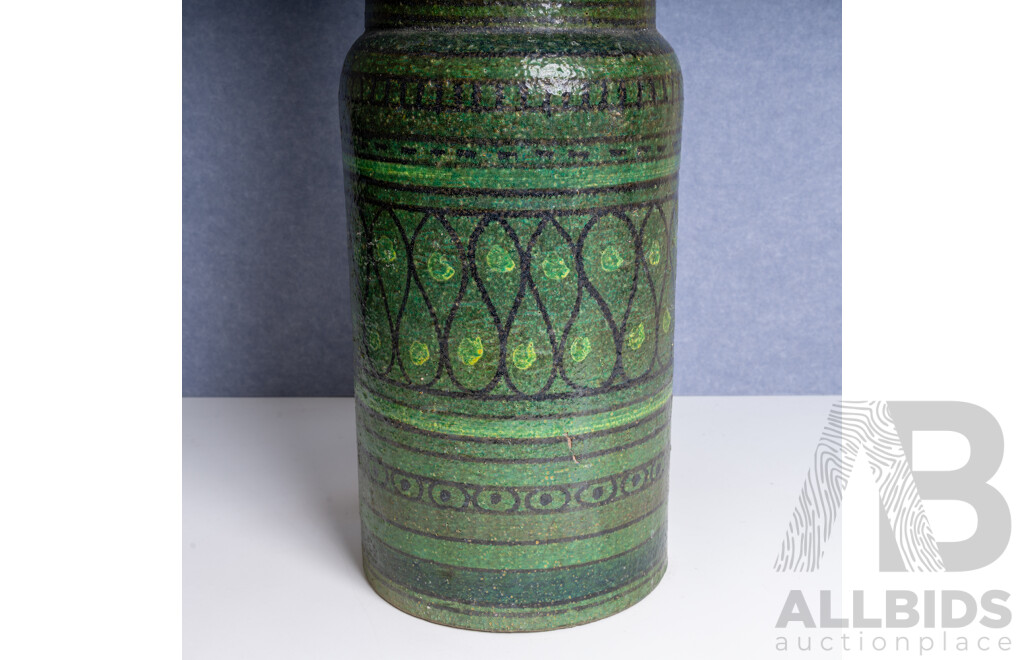 Funky Mid Century Italian Bitossi Pottery Lamp Base with Cloth Shade
