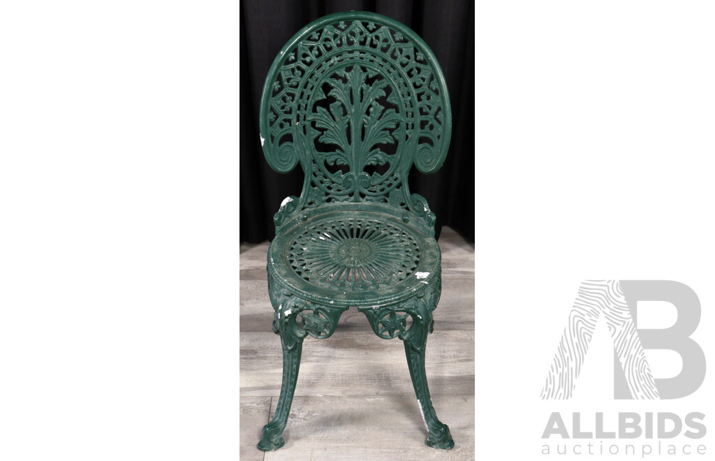 Pair of Cast Alloy Painted Garden Chairs
