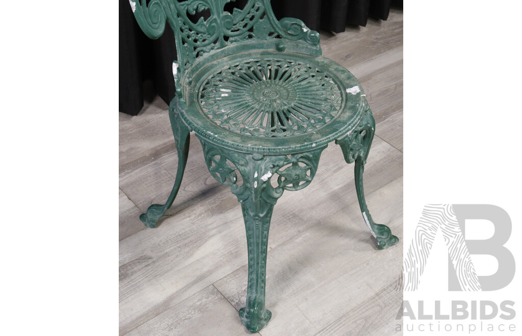 Pair of Cast Alloy Painted Garden Chairs