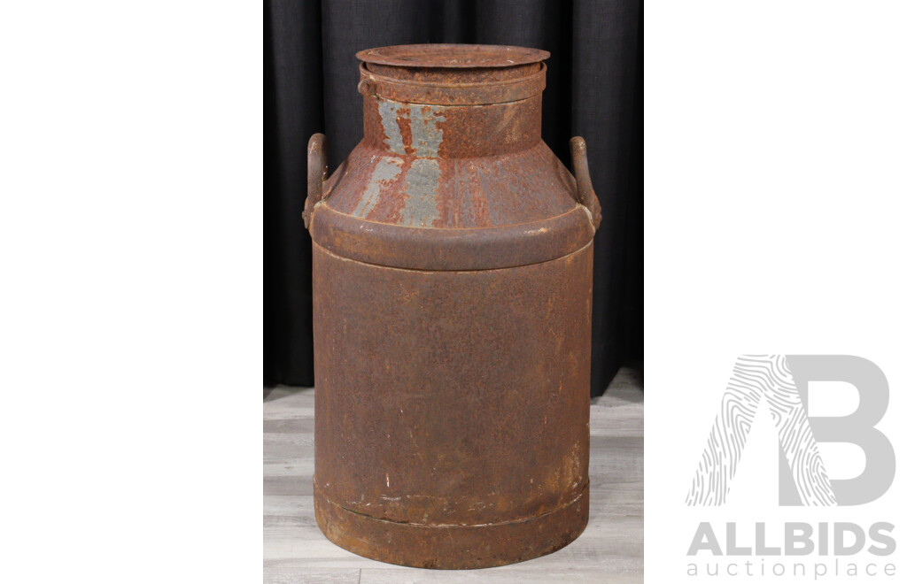 Rustic Metal Lidded Milk Urn