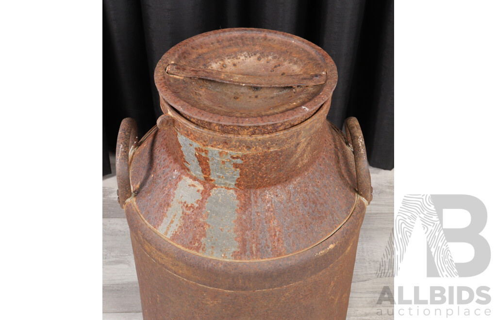 Rustic Metal Lidded Milk Urn