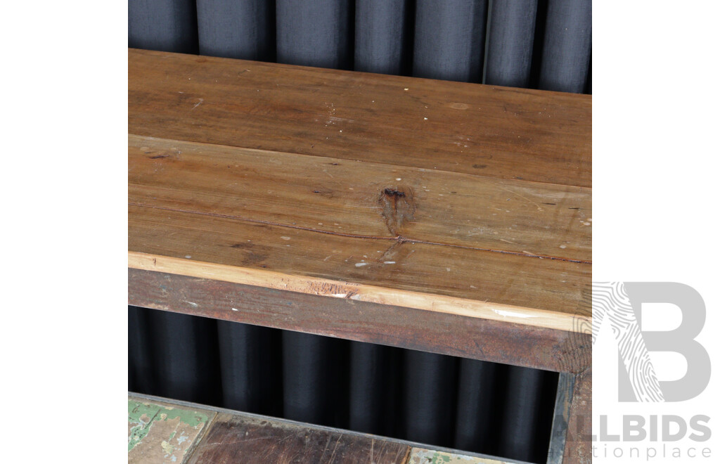 Custom Made Metal Framed Works Table on Castors
