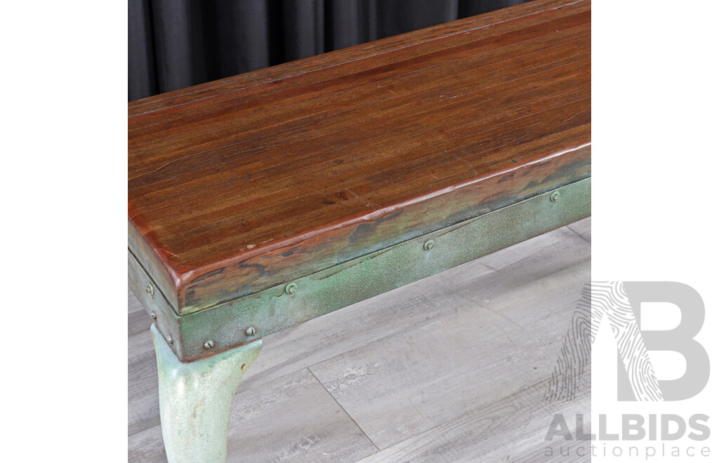 Bespoke Timber Top Bench Over Cast Iron Base