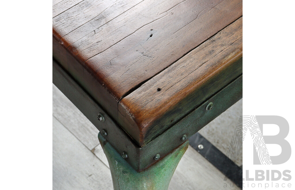 Bespoke Timber Top Bench Over Cast Iron Base