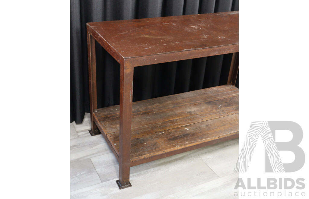 Industrial Metal Based Workman's Bench with Steel Top