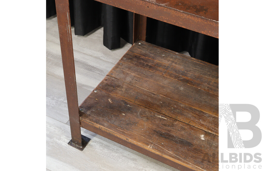 Industrial Metal Based Workman's Bench with Steel Top