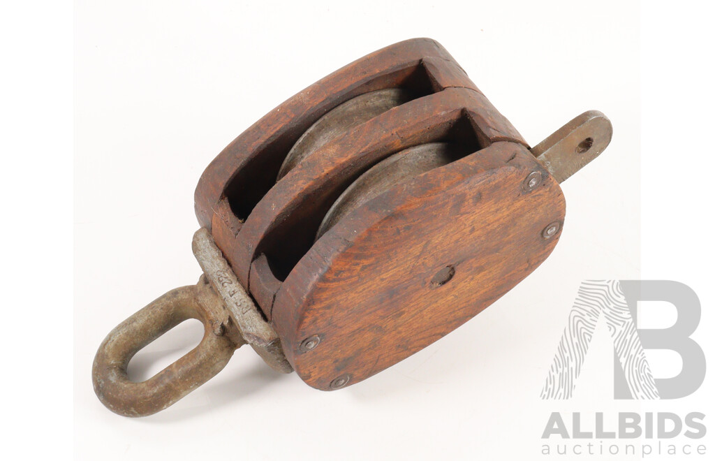 Large Vintage Timber Cased Ships Pulley