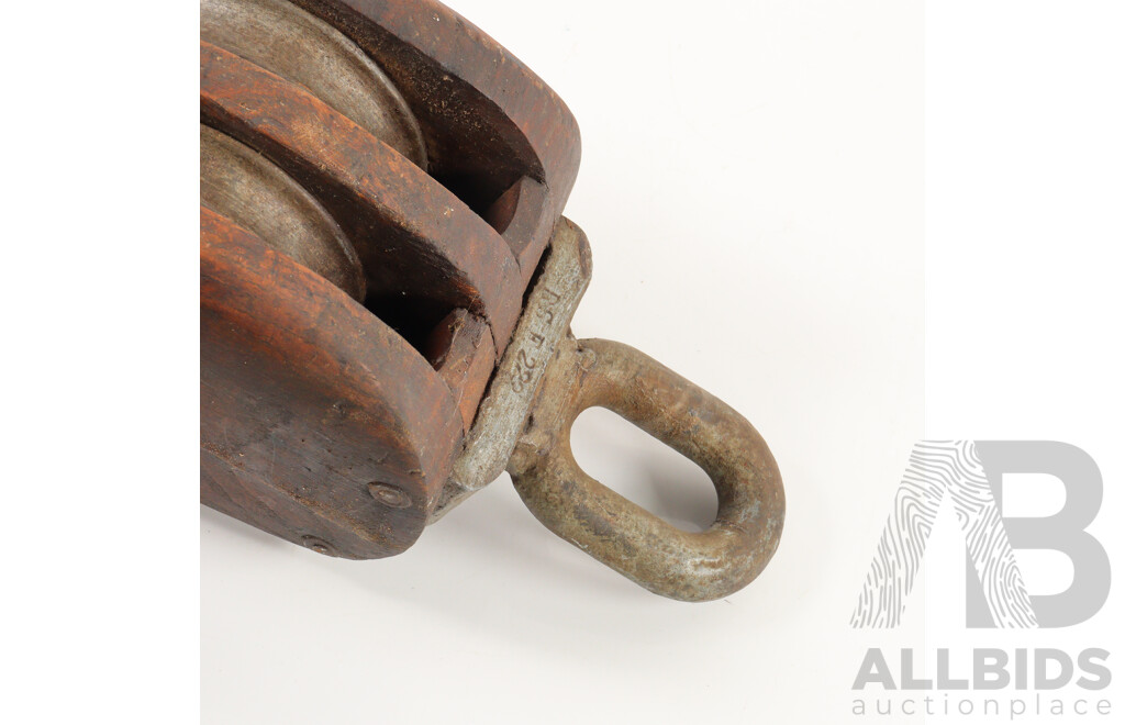 Large Vintage Timber Cased Ships Pulley