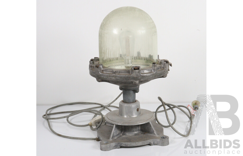 Converted Vintage Factory Lamp on Cast Iron Base